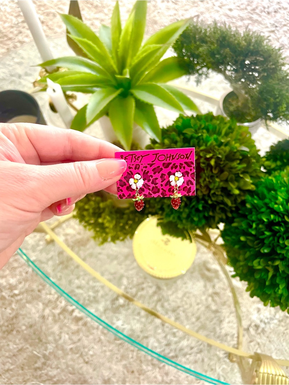 Betsey Johnson Strawberry Flower Earrings - Picture 4 of 5